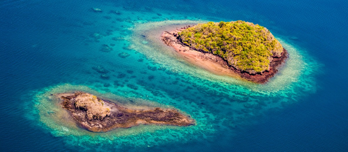 Vue aérienne du lagon de Mayotte, Archipel des Comores