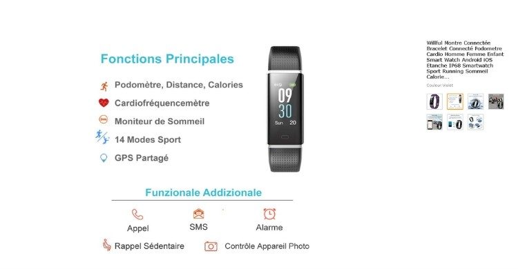 Montre connectée multi-fonctions (Amazon.fr)